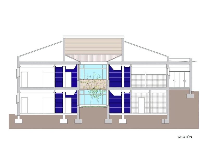 Centro Asistencia Primaria Vitoria-Gasteiz (Alava) 1990 plano seccion Arquitecto Vitoria Gasteiz