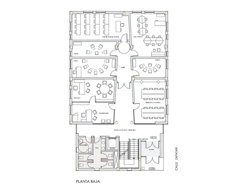 Escuela de Musica Agurain-Salvatierra (Alava) 2009 plano planta Arquitecto Vitoria Gasteiz