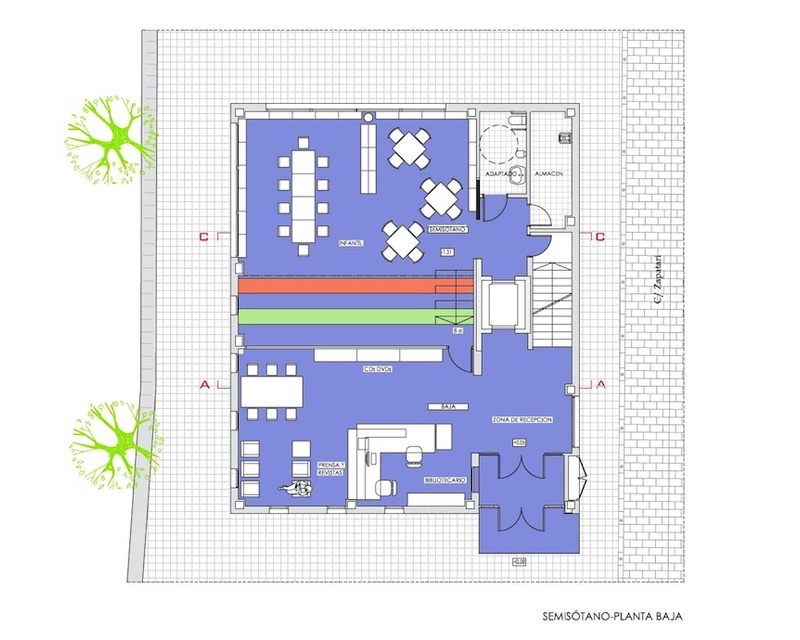 Biblioteca Municipal Agurain-Salvatierra (Alava) 2011 plano planta Arquitecto Vitoria Gasteiz