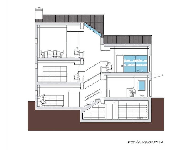 Biblioteca Municipal Agurain-Salvatierra (Alava) 2011 plano seccion Arquitecto Vitoria Gasteiz