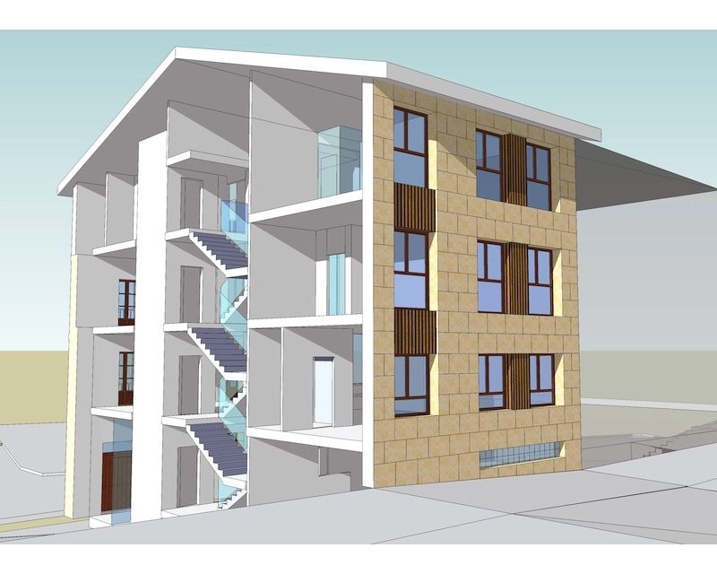 Casa Consistorial Oyon/Oion (Alava) 2011 perspectiva seccionada Arquitecto Vitoria Gasteiz