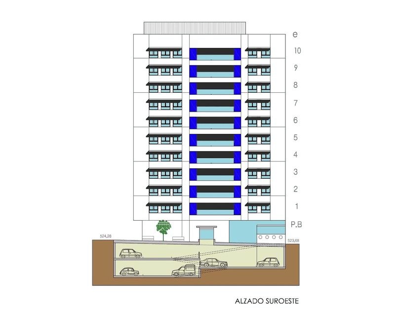 Concurso 189 viviendas sociales Salburua Vitoria-Gasteiz (Alava) 2011 alzado Arquitecto Vitoria Gasteiz