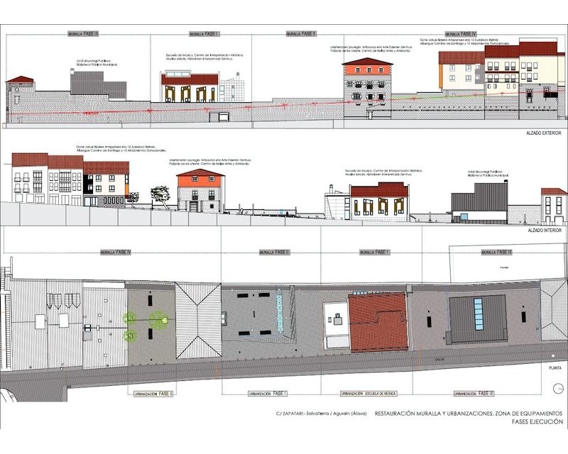 Restauracion Rehabilitacion Lienzo de Muralla en Agurain/Salvatierra (Alava) 2010 plano alzado Arquitecto Vitoria Gasteiz