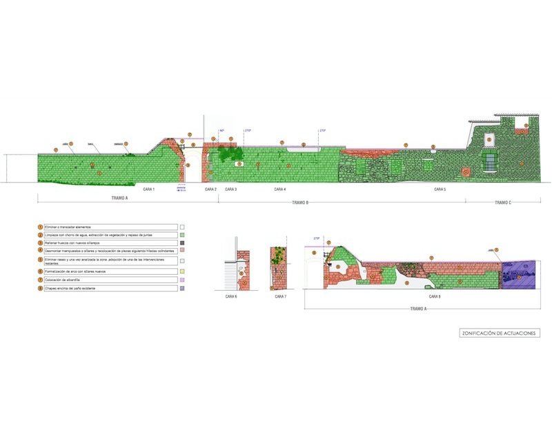 Restauracion Rehabilitacion Lienzo de Muralla en Agurain/Salvatierra (Alava) 2011 alzados Arquitecto Vitoria Gasteiz