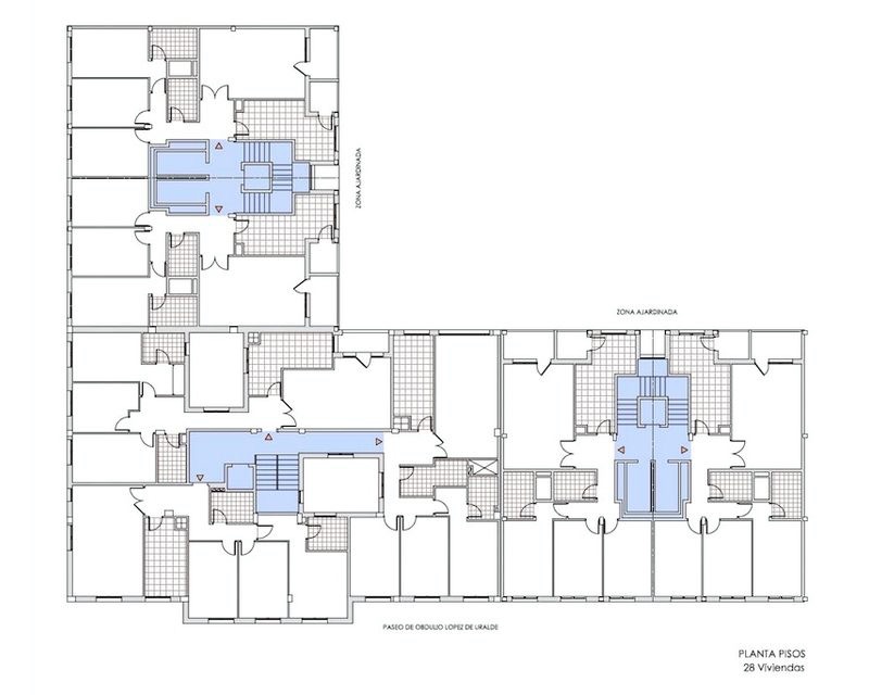 28 Viviendas vpo Vitoria/Gasteiz (Alava) 1988 plano planta Arquitecto Vitoria Gasteiz