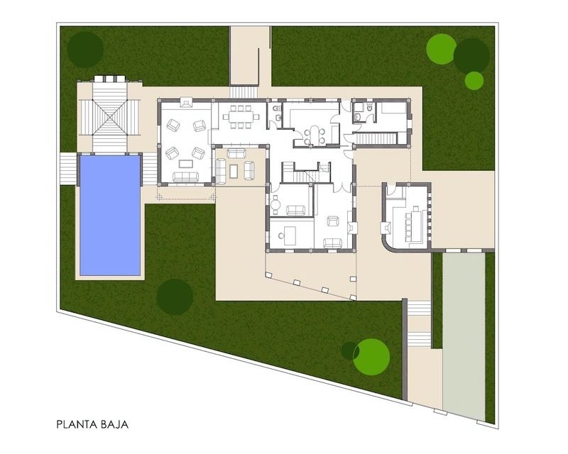 Vivienda unifamiliar en Puerta de Hierro (Madrid) 1985 plano planta Arquitecto Vitoria Gasteiz