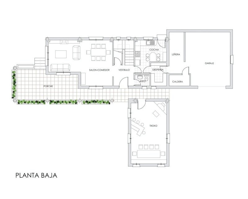 Vivienda unifamiliar en Lano (Burgos) 1994 plano planta Arquitecto Vitoria Gasteiz