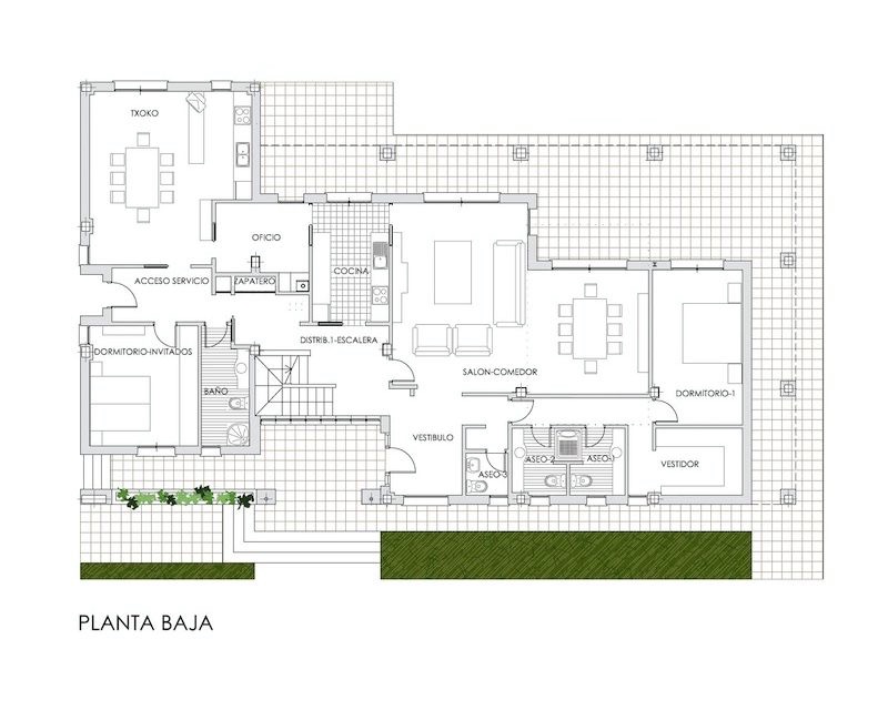 Vivienda unifamiliar en Armentia (Alava) 1998 plano planta Arquitecto Vitoria Gasteiz